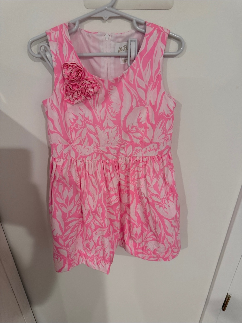 Lilly Pulitzer Pink and White Floral Rosette Dress